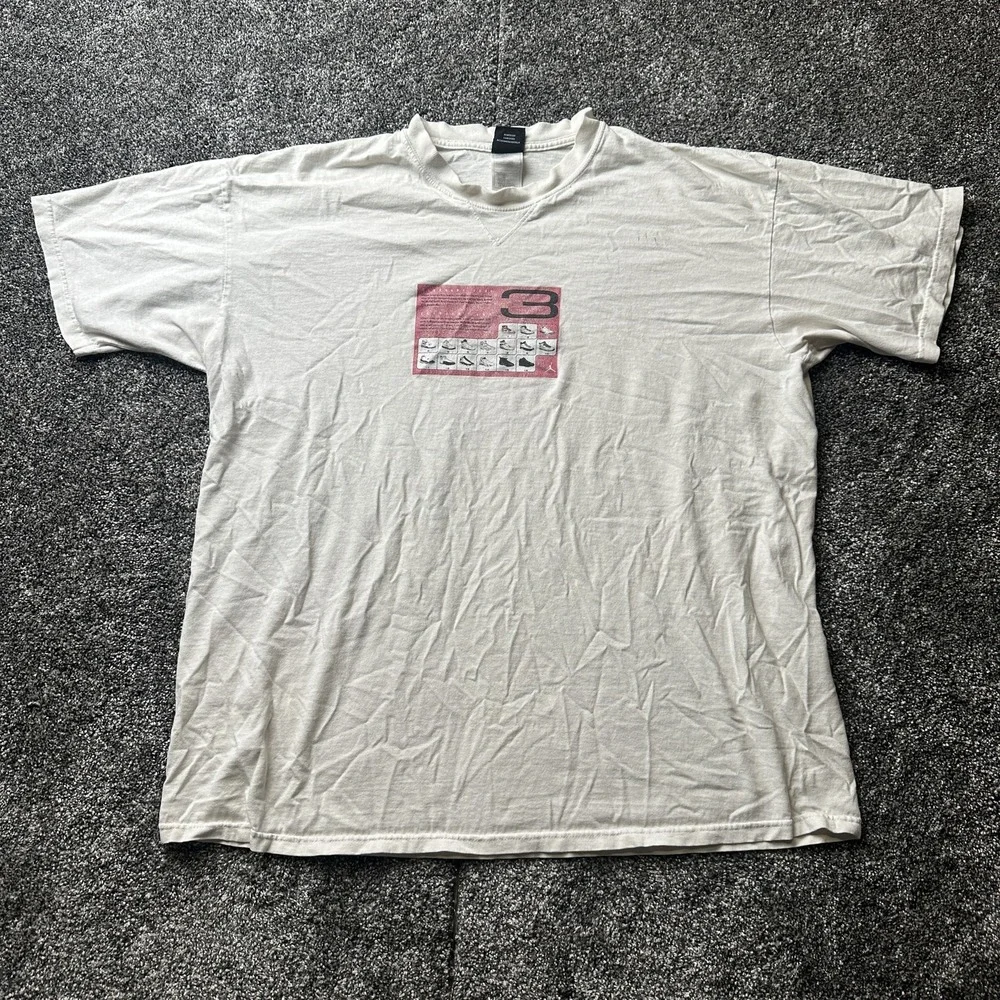 Vtg Jordan Shirt Mens L White Crew Neck Short Sleeve Air Jordan 3 Graphic Print